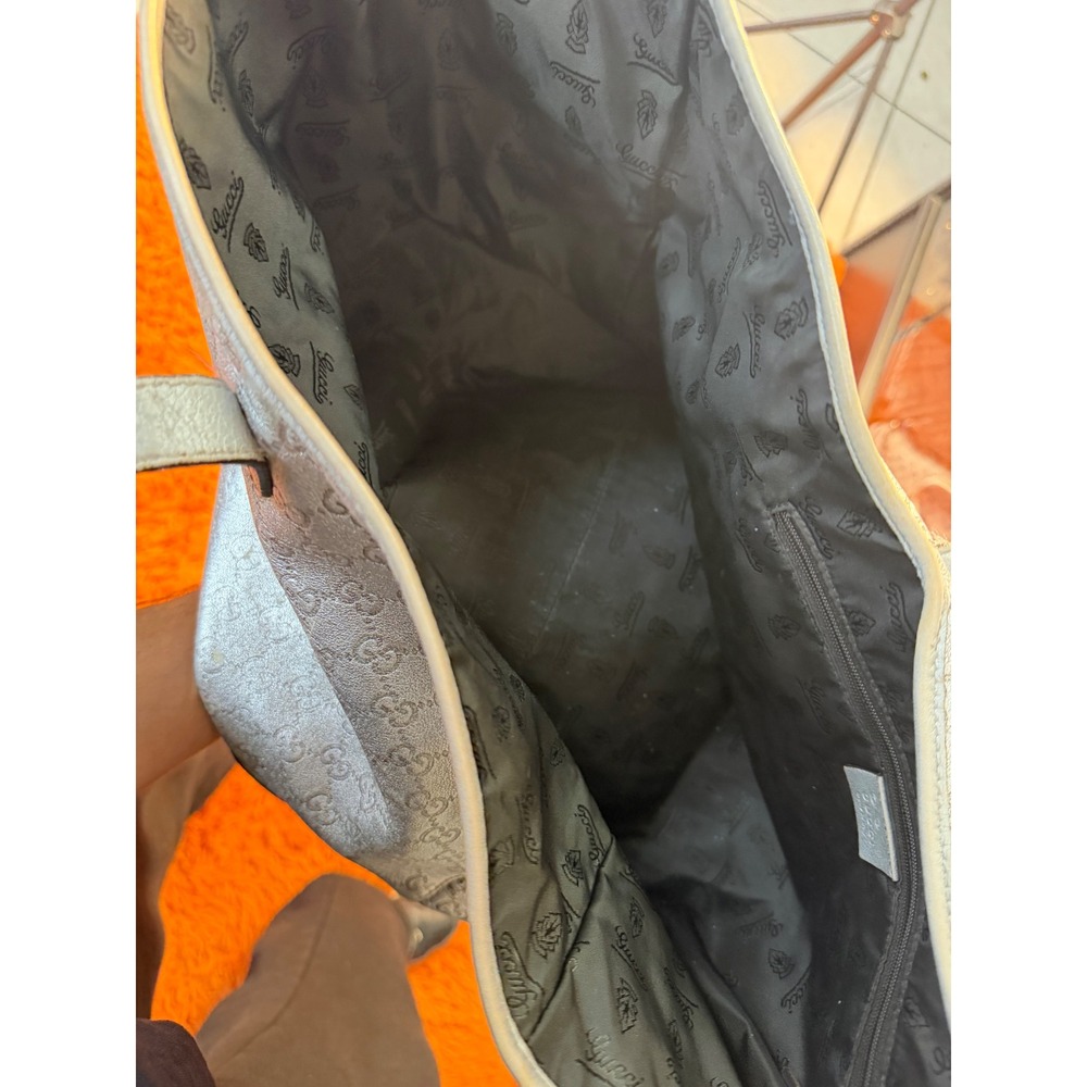 Gucci Joy Tote Metallic Silver Guccissima GG Monogram Leather Shoulder Bag - Picture 4 of 9